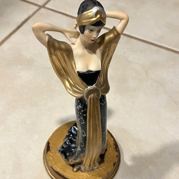 VTG Hand Painted Burlesque Dancer Roaring 20's Style Statue Figurine 11" Tall - Picture 2 of 16